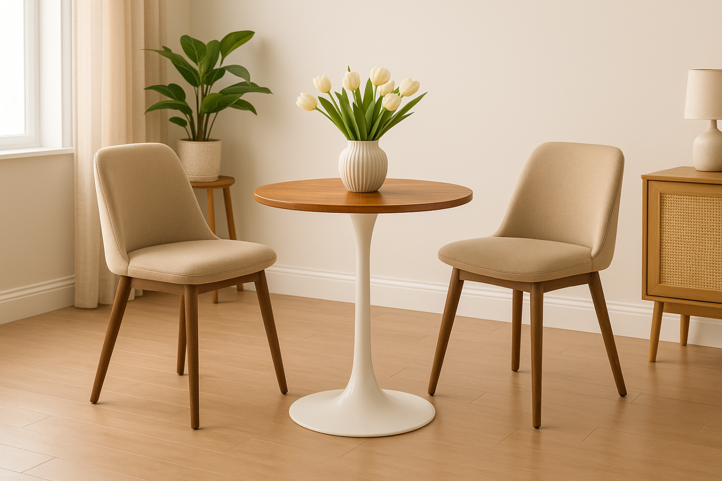 Scandinavian Round Wood Dining Table