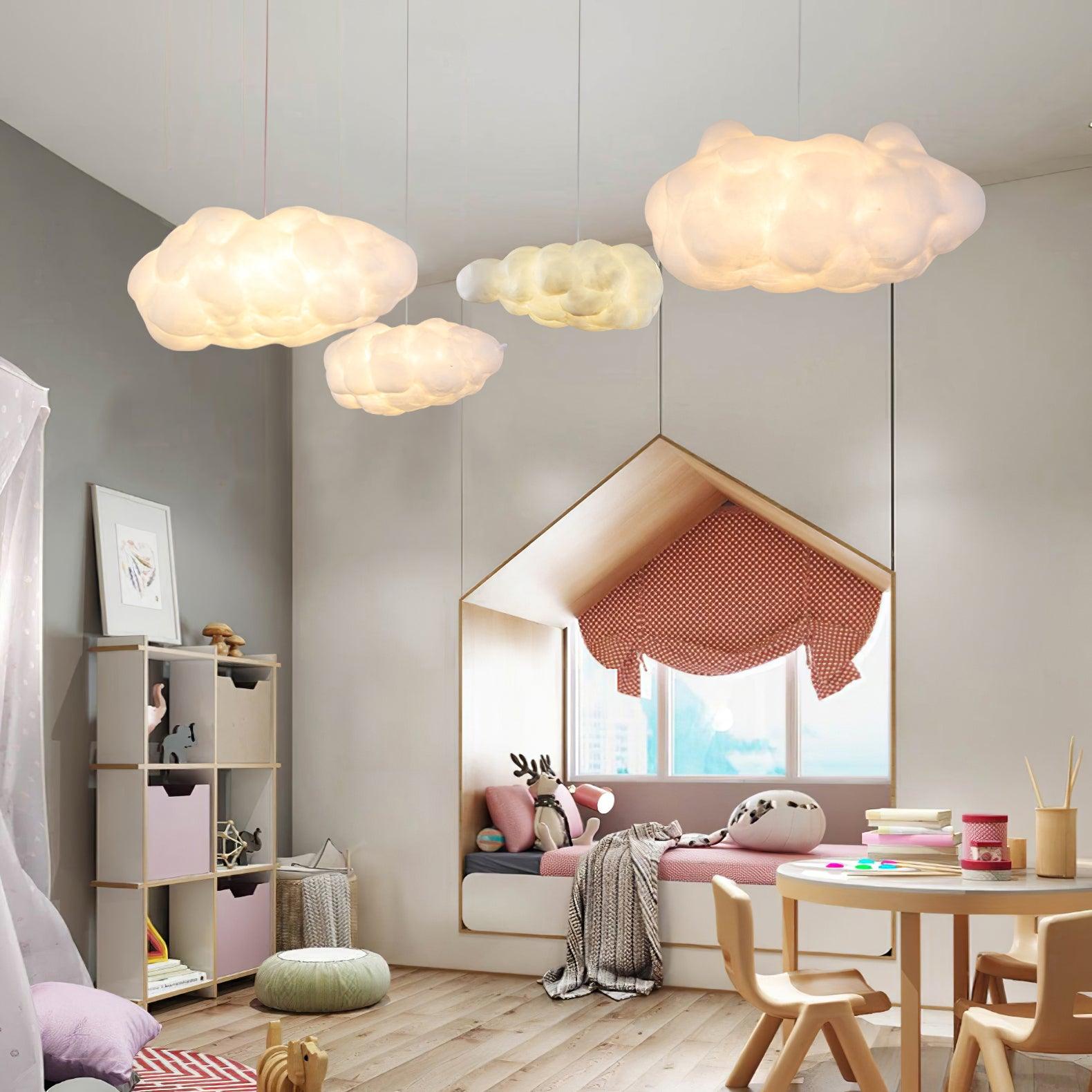 Modern island cloud wood pendant lighting in marble — 12" / White Cloud B