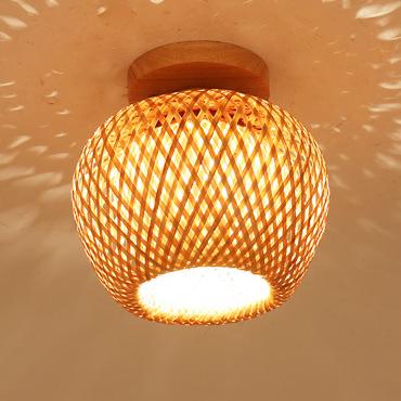 Minimalist Bamboo Weaving Flush Mount Light