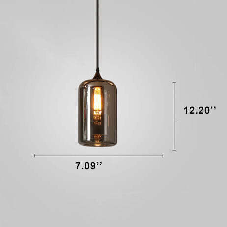 Modern Smoke Gray Glass LED Pendant