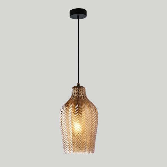 Nordic Textured Wavy Glass Barrel Pendant