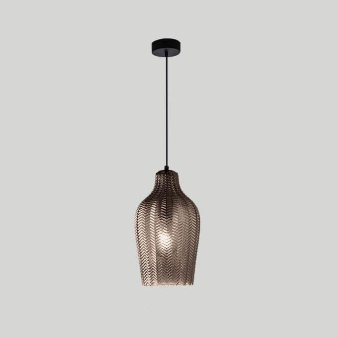 Nordic Textured Wavy Glass Barrel Pendant