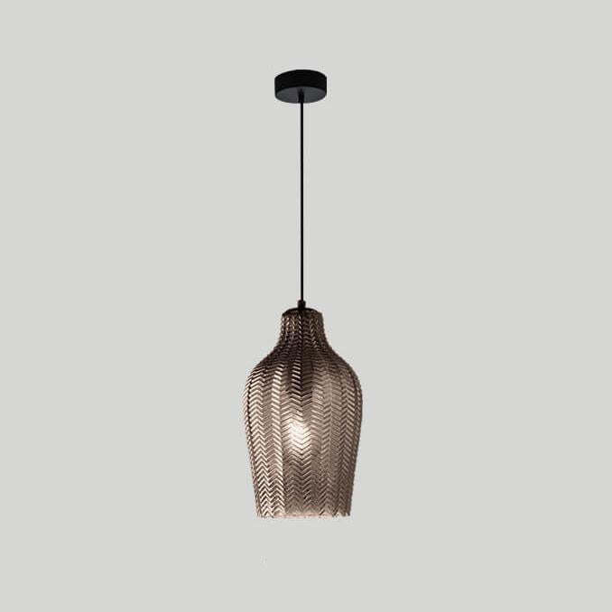 Nordic Textured Wavy Glass Barrel Pendant