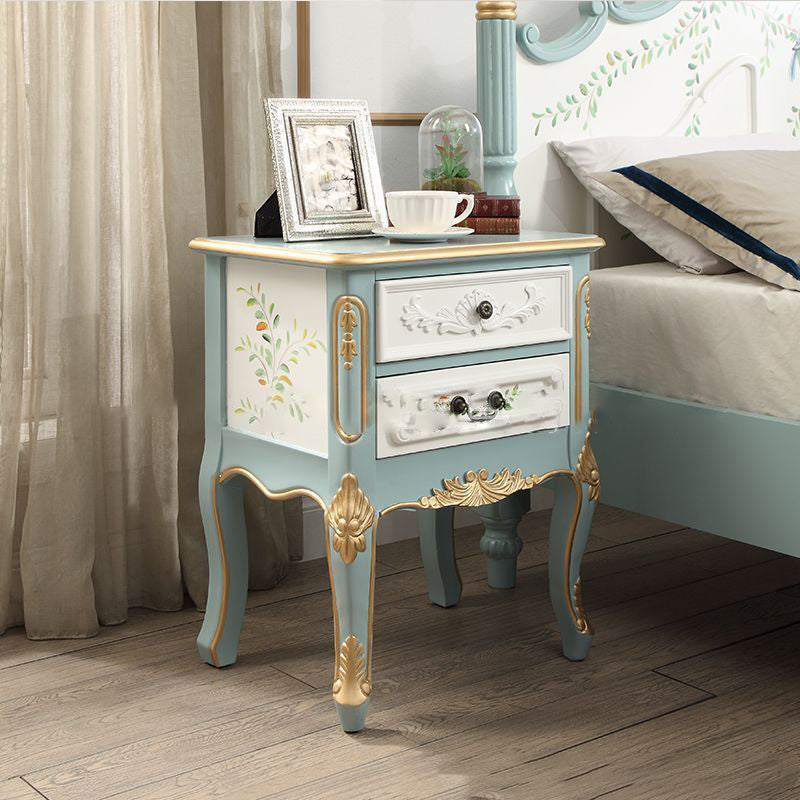 Vintage Wood 2-Drawer Nightstand - Sky