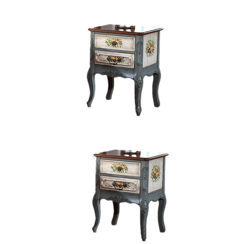 Vintage Wood 2-Drawer Nightstand