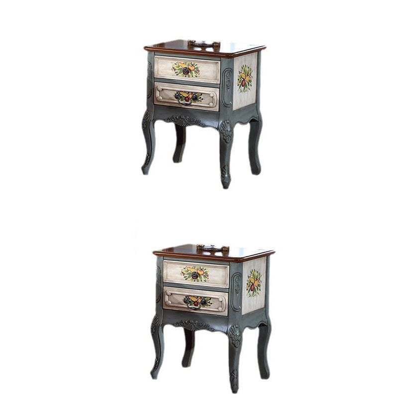 Vintage Wood 2-Drawer Nightstand