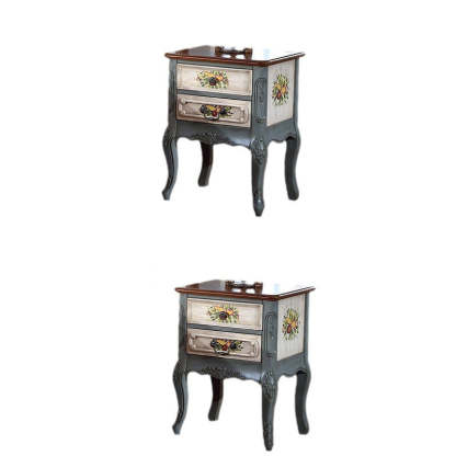 Vintage Wood 2-Drawer Nightstand