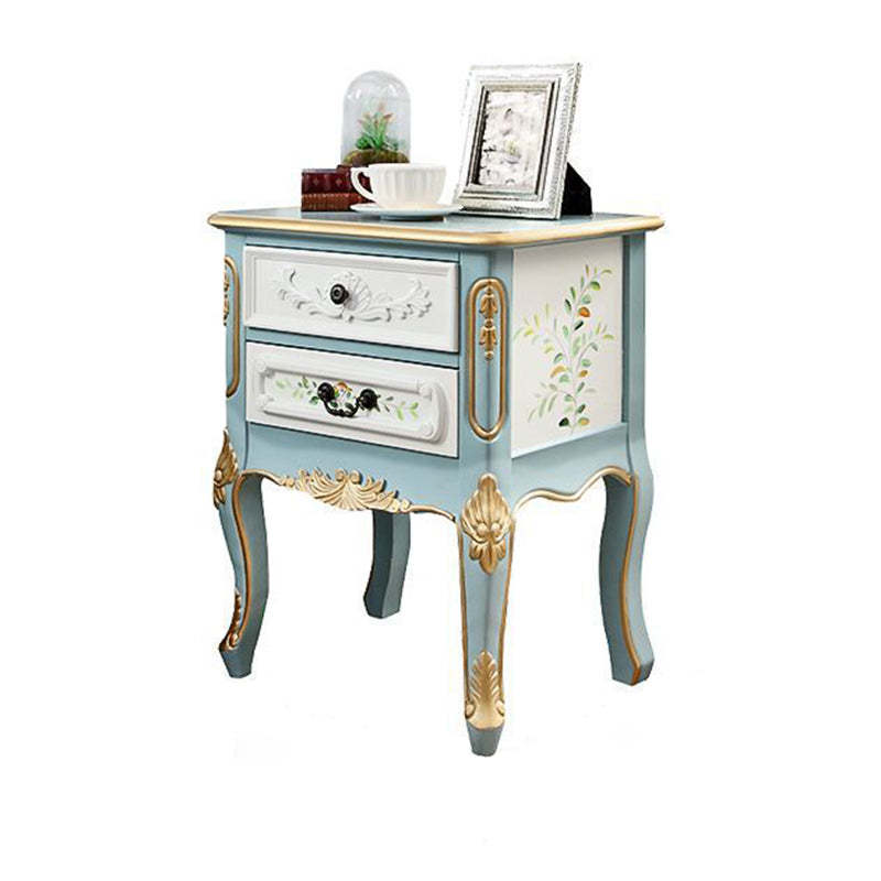 Vintage Wood 2-Drawer Nightstand