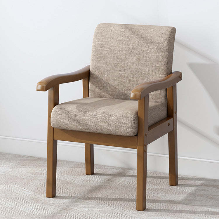 Minimalist Fabric Rubberwood Rounded Accent Chair