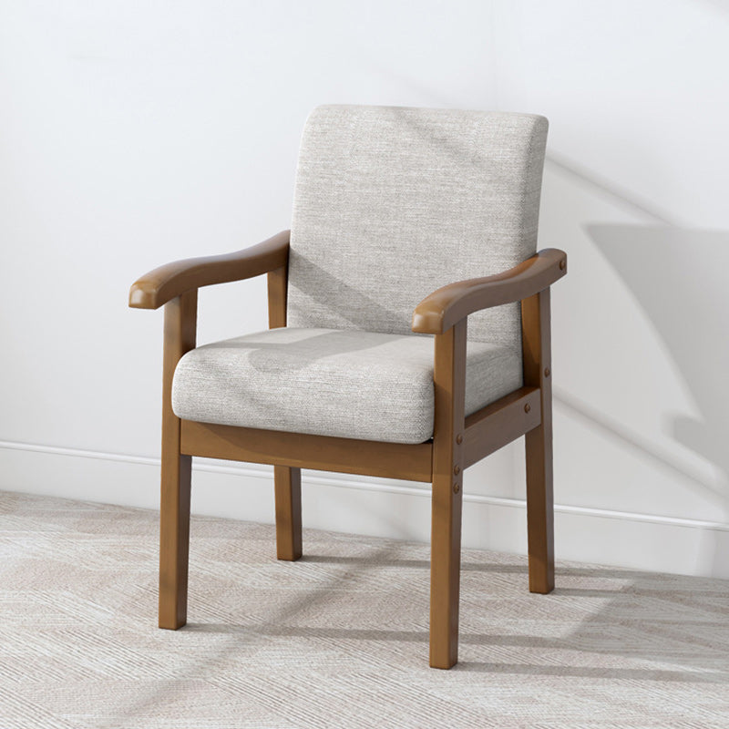 Minimalist Fabric Rubberwood Rounded Accent Chair