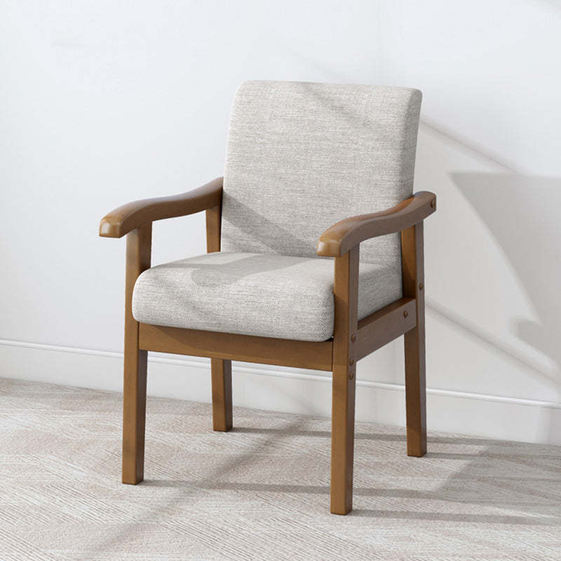 Minimalist Fabric Rubberwood Rounded Accent Chair