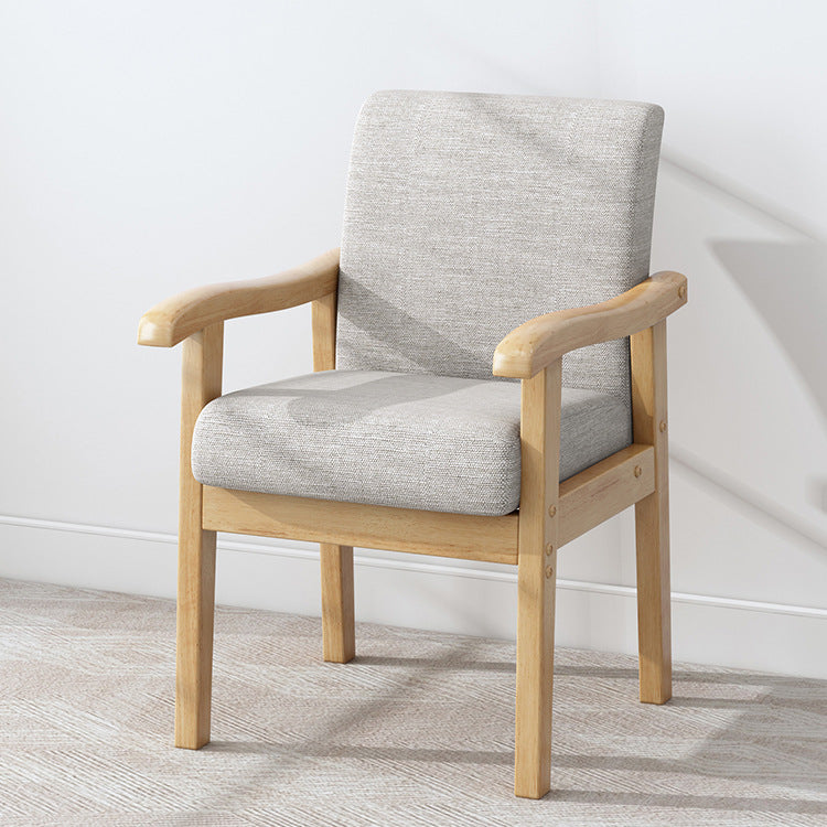 Minimalist Fabric Rubberwood Rounded Accent Chair