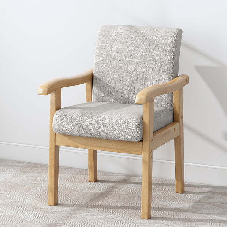 Minimalist Fabric Rubberwood Rounded Accent Chair