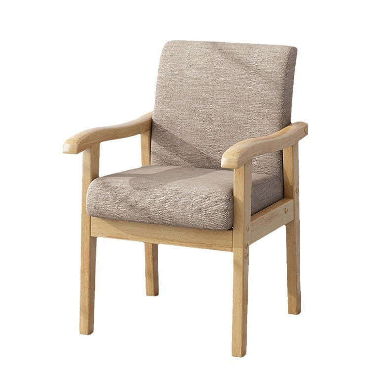 Minimalist Fabric Rubberwood Rounded Accent Chair