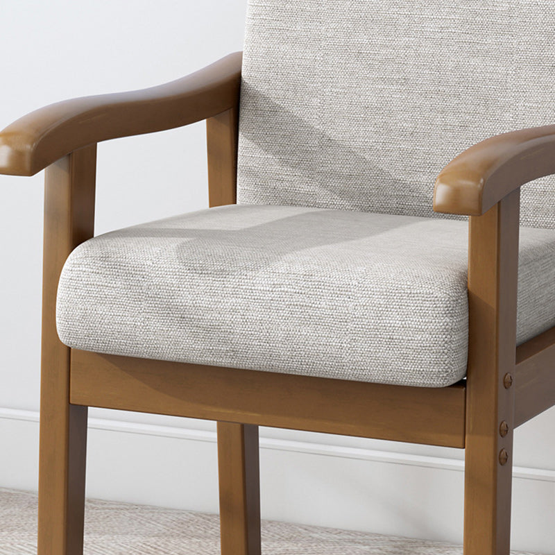 Minimalist Fabric Rubberwood Rounded Accent Chair