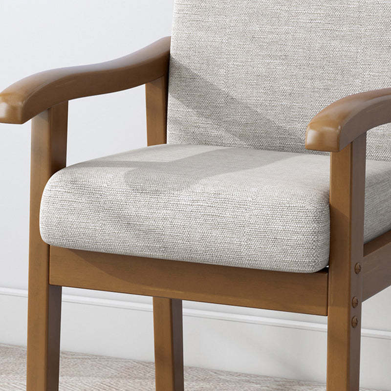 Minimalist Fabric Rubberwood Rounded Accent Chair