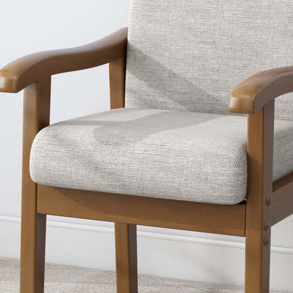 Minimalist Fabric Rubberwood Rounded Accent Chair