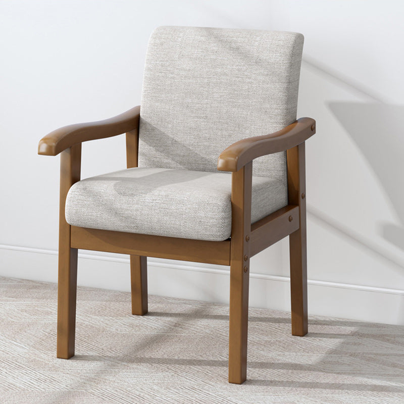 Minimalist Fabric Rubberwood Rounded Accent Chair