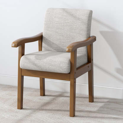 Minimalist Fabric Rubberwood Rounded Accent Chair