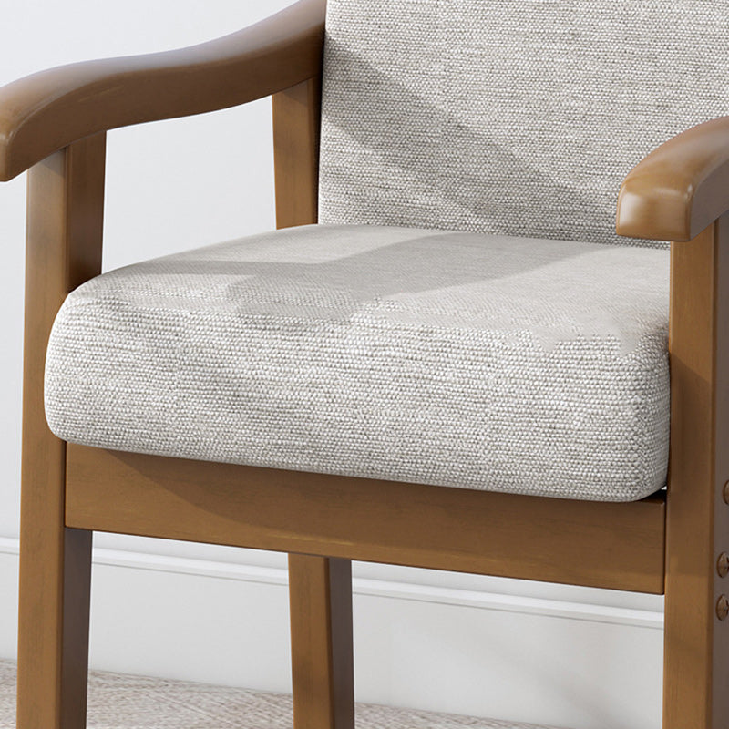 Minimalist Fabric Rubberwood Rounded Accent Chair