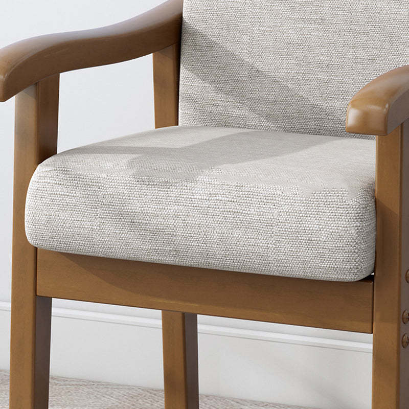 Minimalist Fabric Rubberwood Rounded Accent Chair