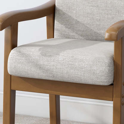 Minimalist Fabric Rubberwood Rounded Accent Chair