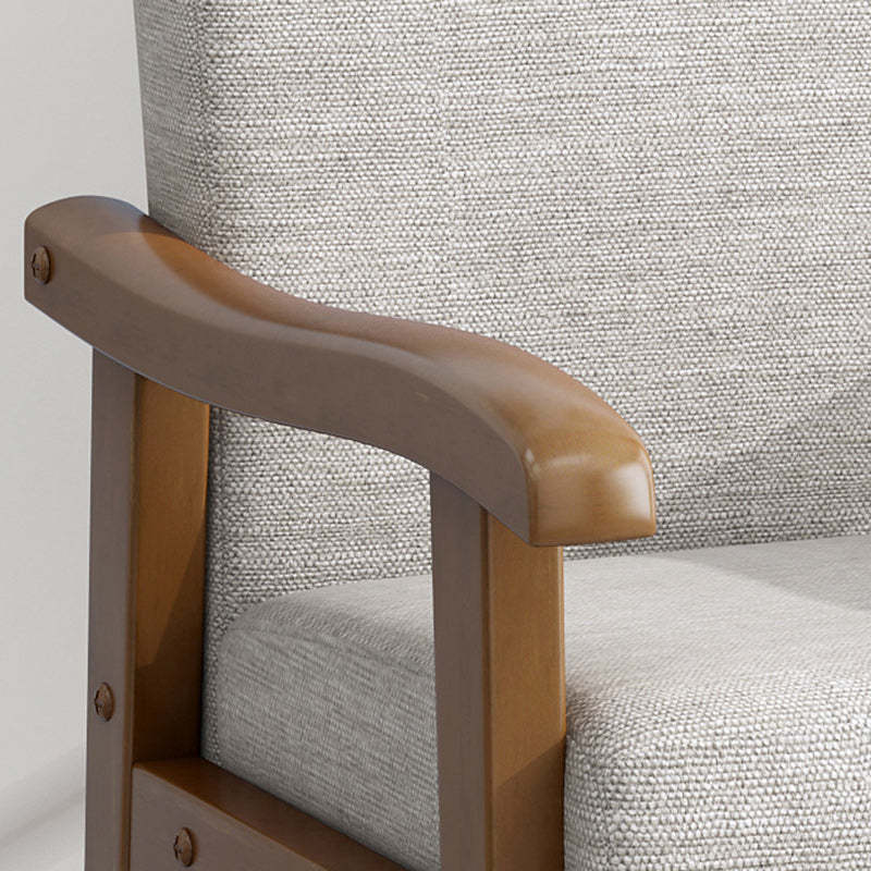 Minimalist Fabric Rubberwood Rounded Accent Chair