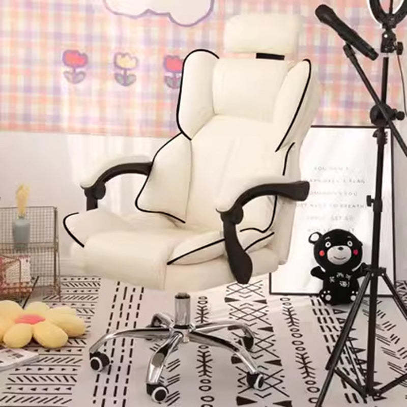 Minimalist gray office chairs in leather — Without Footrest / White & Black