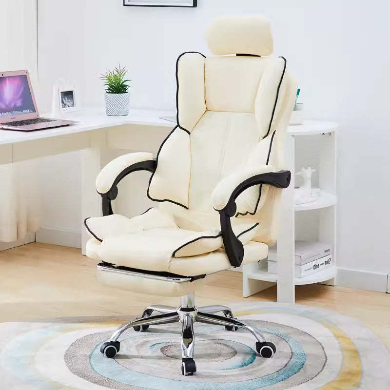 Minimalist PU Leather Chair — Without Footrest / White + Black