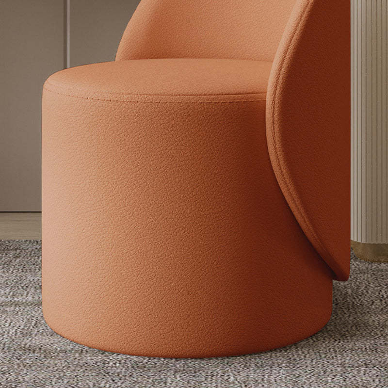 Nordic Leather Rubberwood Cylindrical Vanity Stool — Swivel / Orange