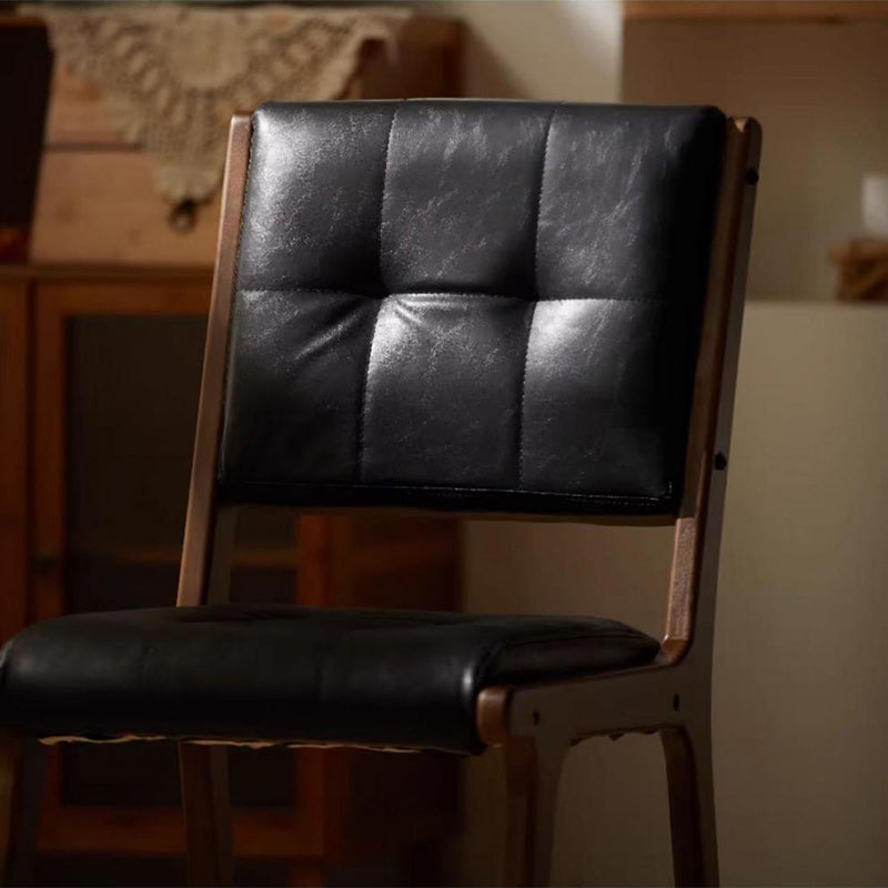 Vintage PU Leather Wood Dining Chair