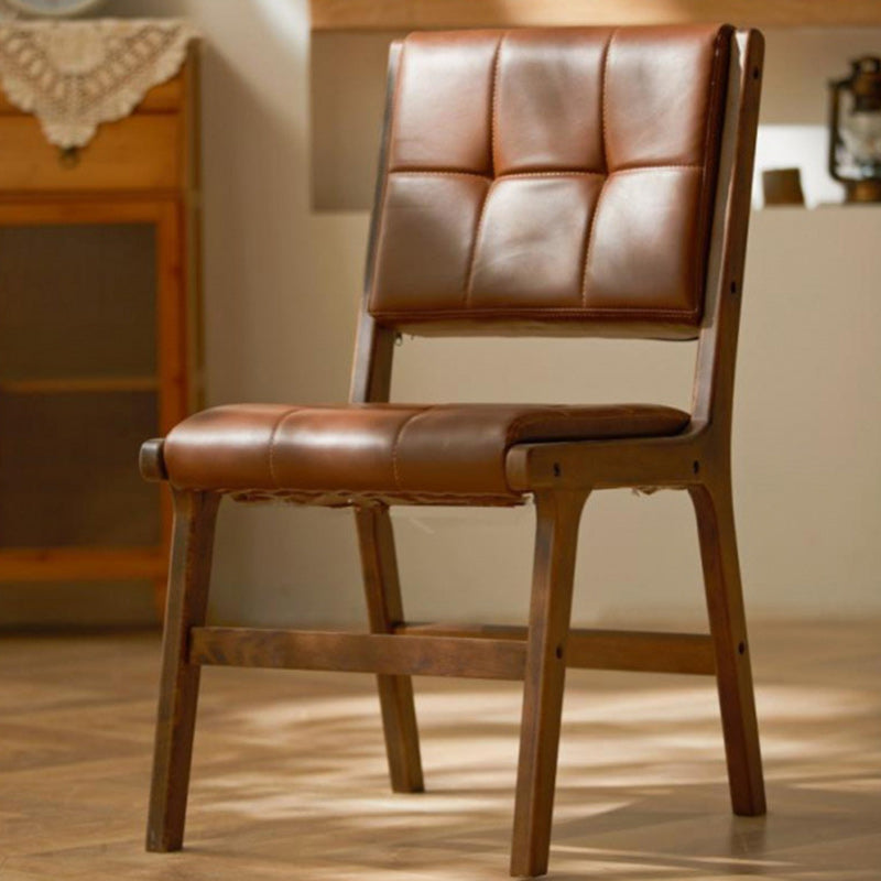 Vintage PU Leather Wood Dining Chair