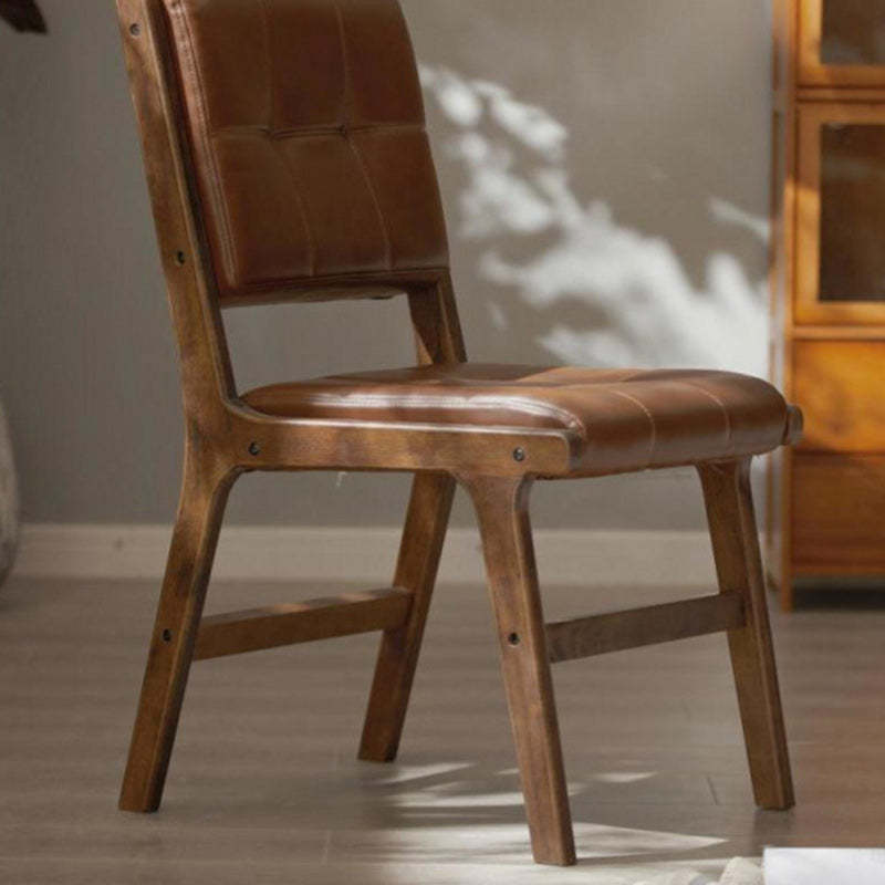 Vintage PU Leather Wood Dining Chair