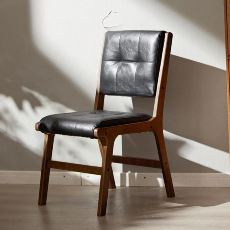 Vintage PU Leather Wood Dining Chair — Brown