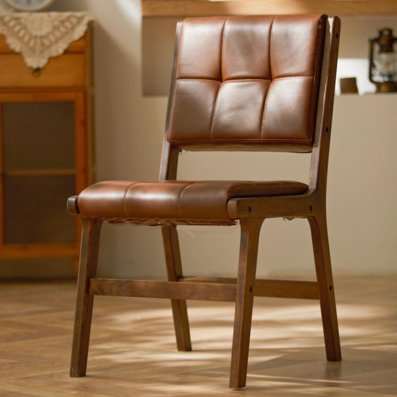 Vintage PU Leather Wood Dining Chair