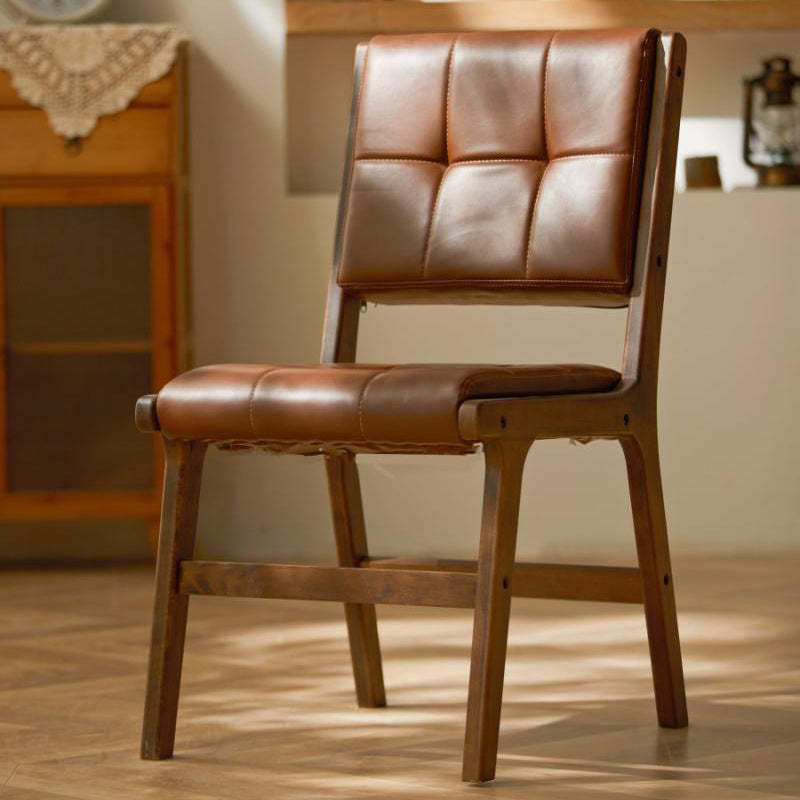 Vintage PU Leather Wood Dining Chair