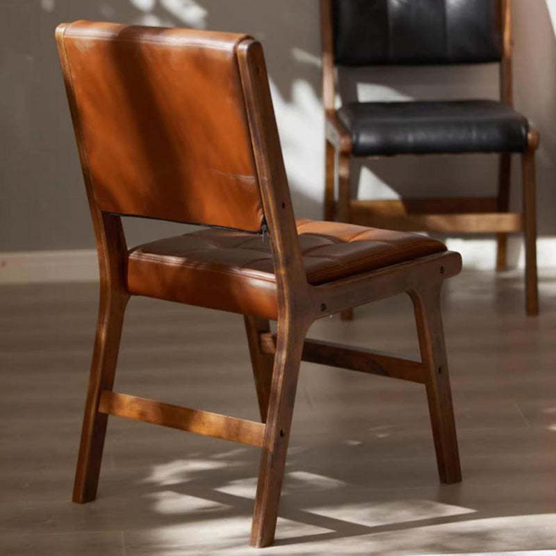 Vintage PU Leather Wood Dining Chair