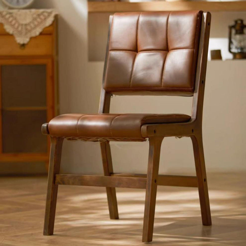 Vintage PU Leather Wood Dining Chair