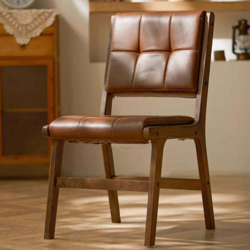 Vintage PU Leather Wood Dining Chair