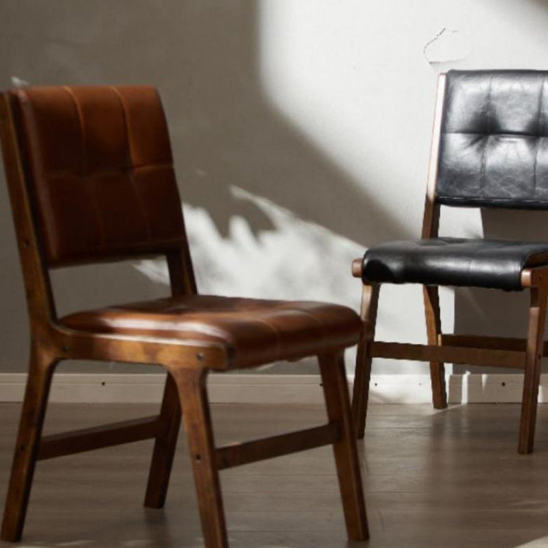 Vintage PU Leather Wood Dining Chair