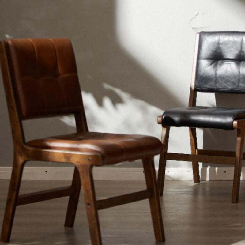 Vintage PU Leather Wood Dining Chair