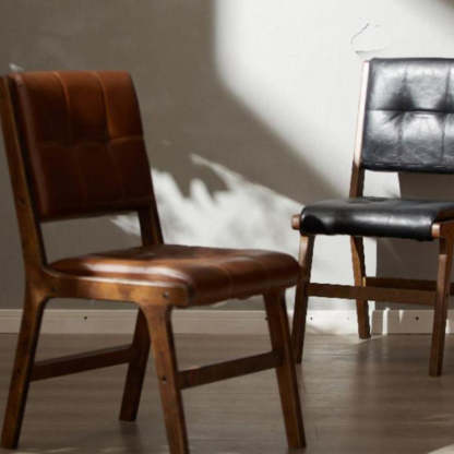 Vintage PU Leather Wood Dining Chair