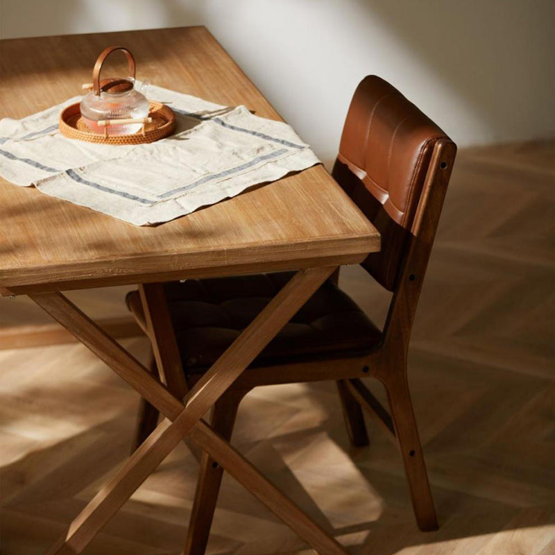 Vintage PU Leather Wood Dining Chair