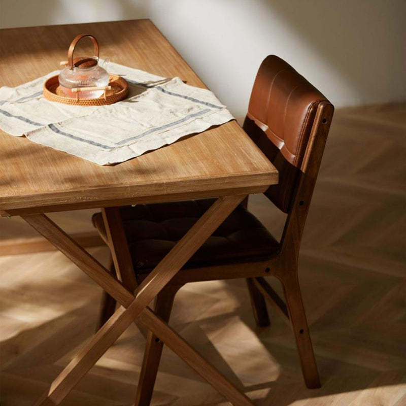 Vintage PU Leather Wood Dining Chair