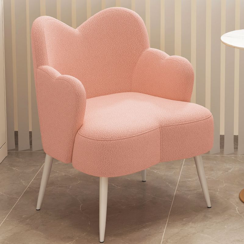 Nordic Lambswool Metal Curved-Back Vanity Stool