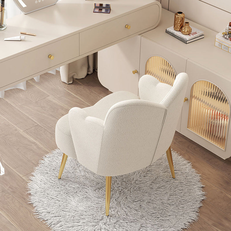 Nordic Lambswool Metal Curved-Back Vanity Stool