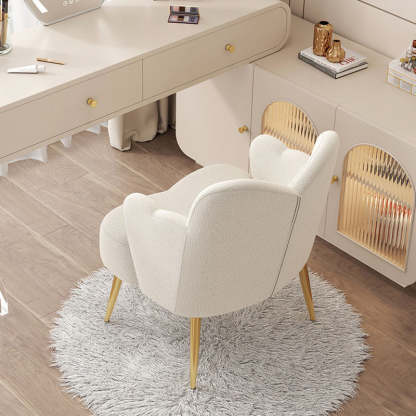 Nordic Lambswool Metal Curved-Back Vanity Stool