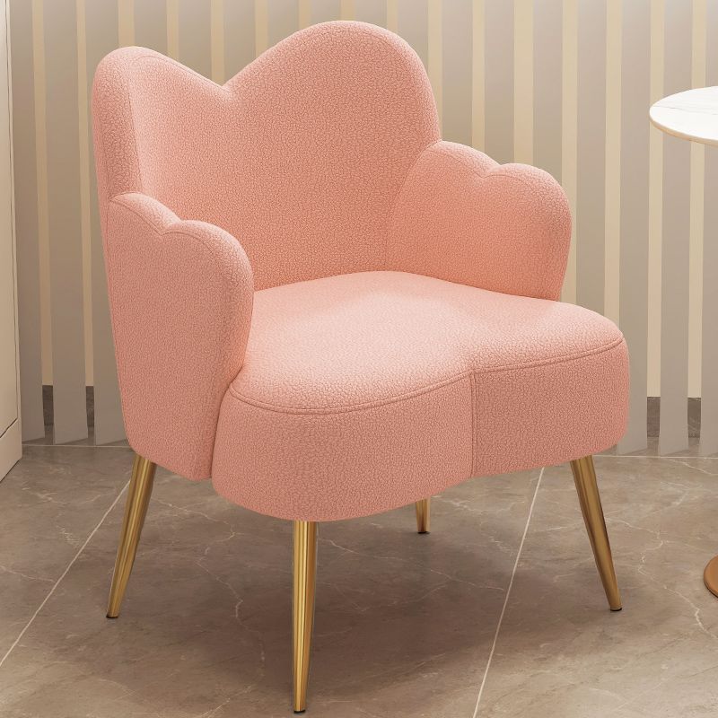 Nordic Lambswool Metal Curved-Back Vanity Stool — Pink + White Leg