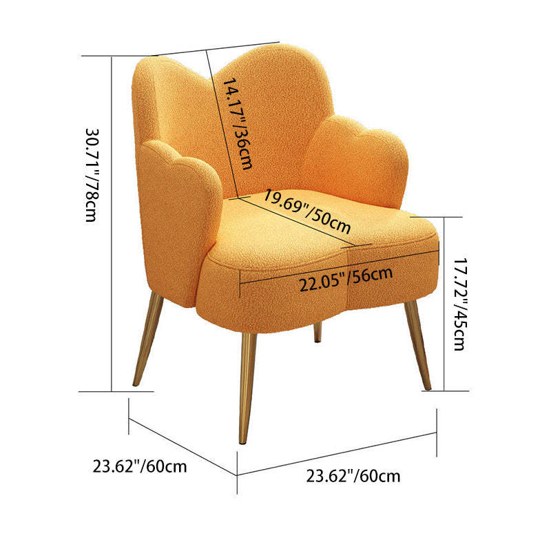 Nordic Lambswool Metal Curved-Back Vanity Stool — Beige + Gold Leg