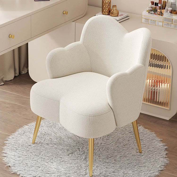Nordic Lambswool Metal Curved-Back Vanity Stool